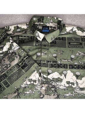 LA Police Gear Shirt Mens 2XL Green Tactical Tiki Hawaiian Patriotic 1776